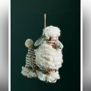 Anthropologie Ornament PUP Dog POODLE Woven Fabric Hanging Holiday Tree 5.5" NWT